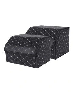 SOGA 2X Medium Foldable Car Boot Storage Organisers Black Gold Stitch