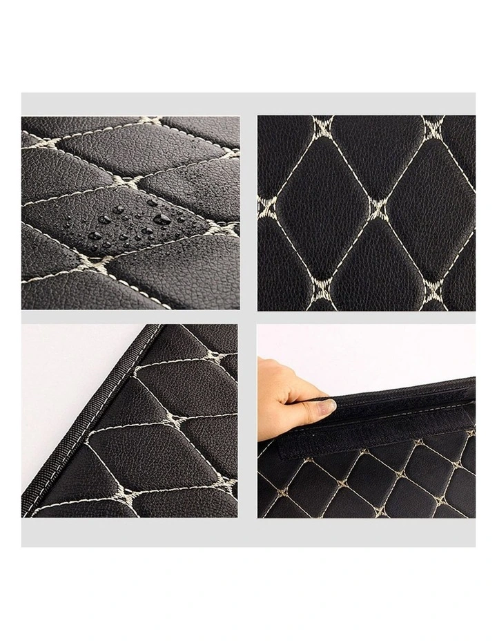 SOGA 2X Medium Foldable Car Boot Storage Organisers Black Gold Stitch image 7