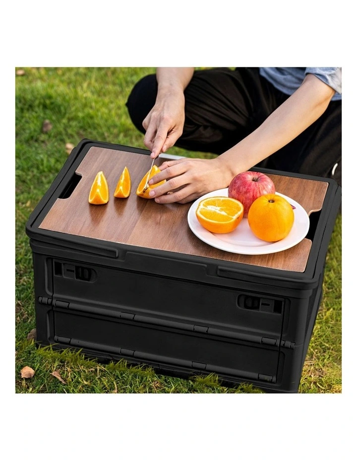 SOGA 2X 30L Foldable Storage Crates Black with Handle Camping Boxes image 4