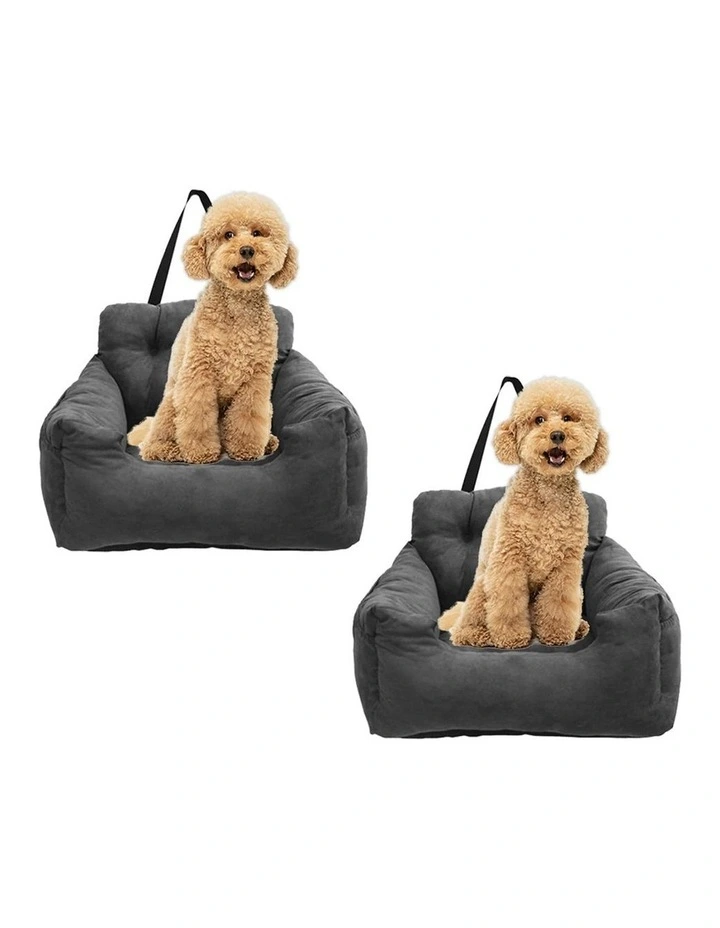 SOGA 2X Grey Padded Pet Car Seat Carrier Bed image 1