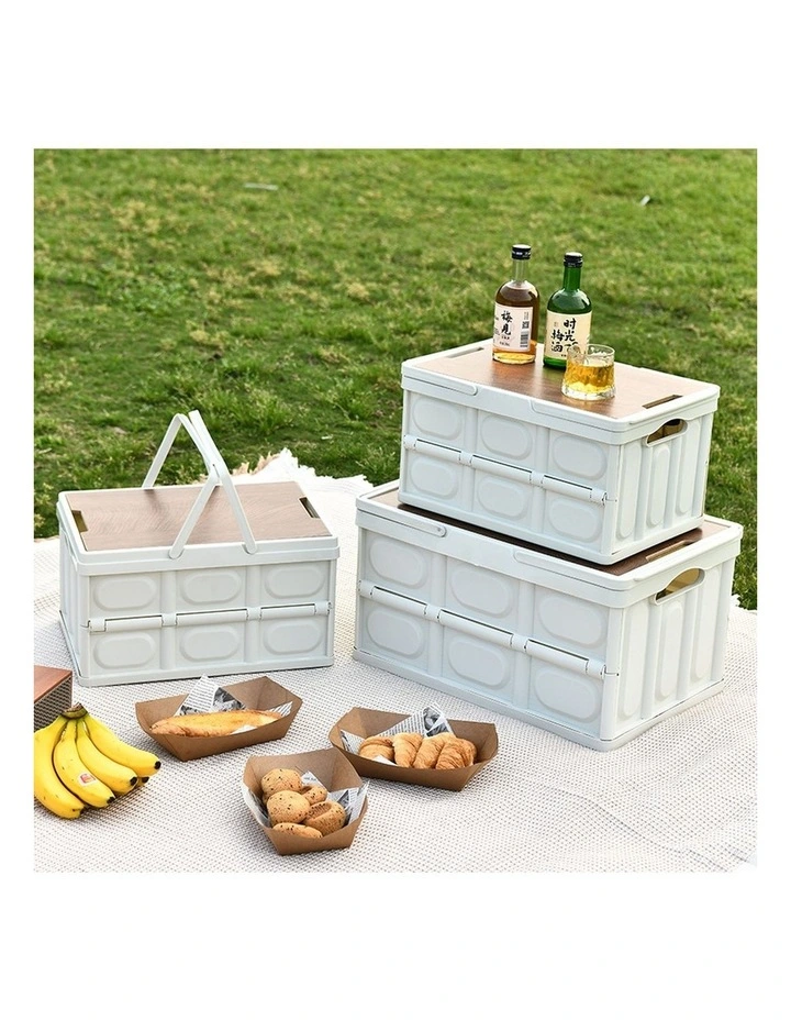 SOGA 2X 18L Foldable Storage Crates White with Handle Camping Boxes image 2