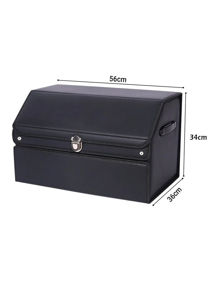SOGA 2X 56cm Foldable Car Boot Storage Organisers Black with Lock image 7
