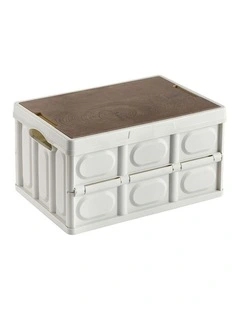 SOGA 30L Foldable Storage Crate White Stackable Camping Box