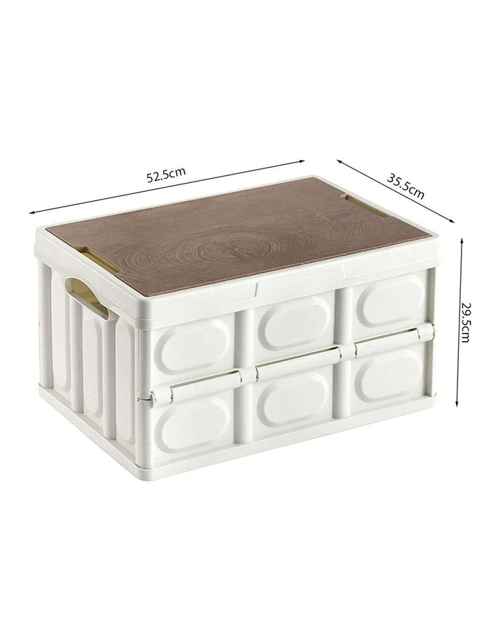 SOGA 55L Foldable Storage Crate White Stackable Camping Box image 7