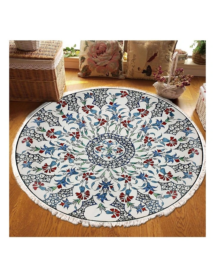 SOGA 2X 120cm Mandala Round Non-Slip Area Rug image 4