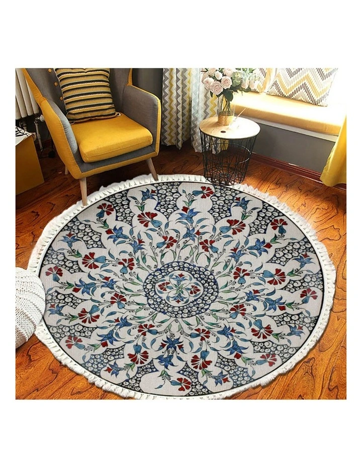 SOGA 2X 120cm Mandala Round Non-Slip Area Rug image 5