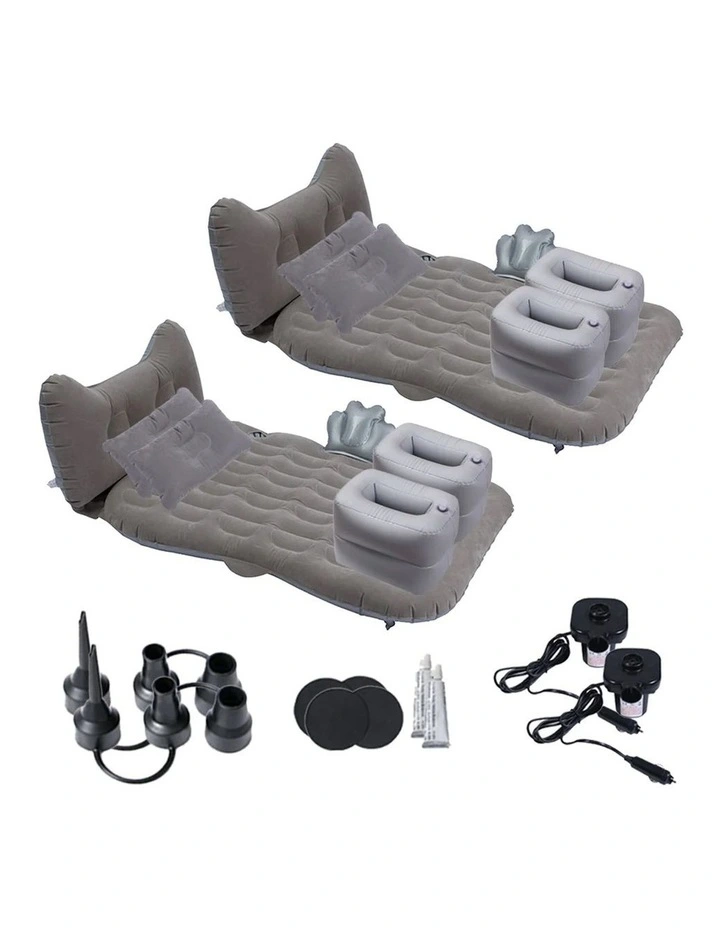 SOGA Inflatable Car Mattress Grey Honeycomb 2 Pack image 1