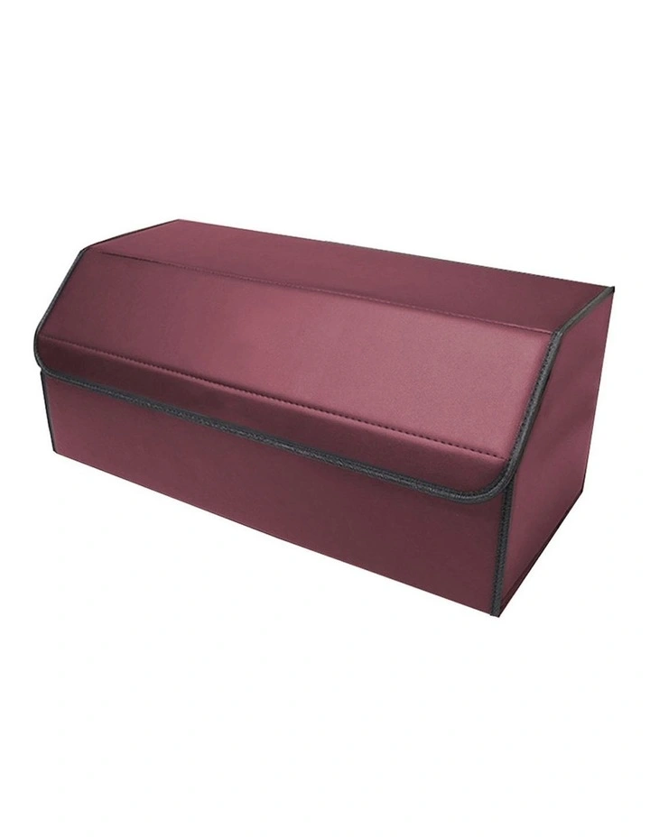 SOGA 2X Medium Foldable Leather Car Boot Trunk Storage Organizer Boxes Red image 3
