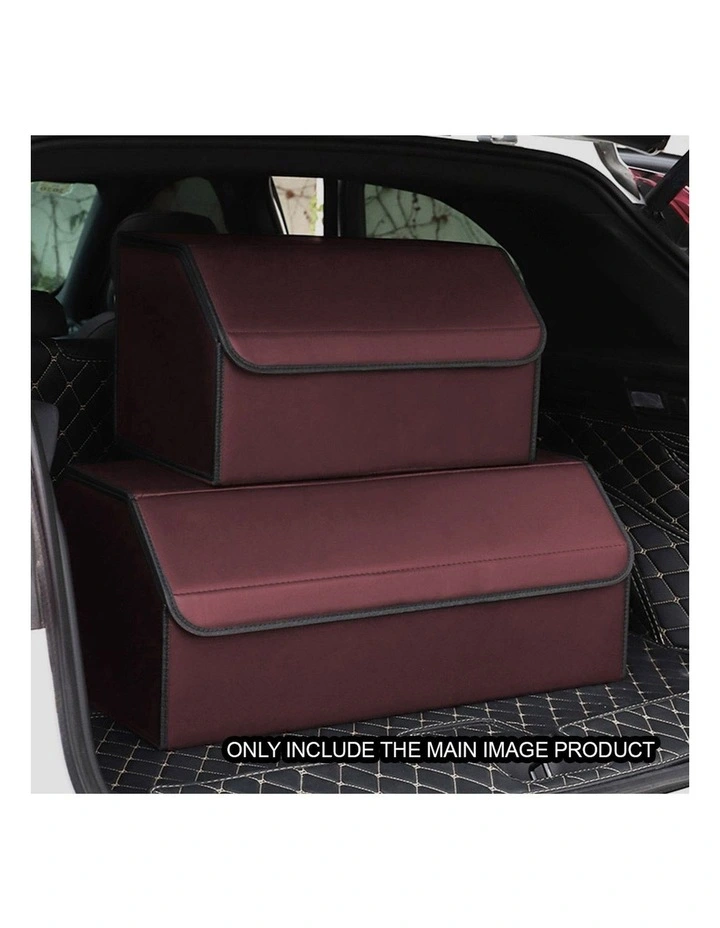 SOGA 2X Medium Foldable Leather Car Boot Trunk Storage Organizer Boxes Red image 5