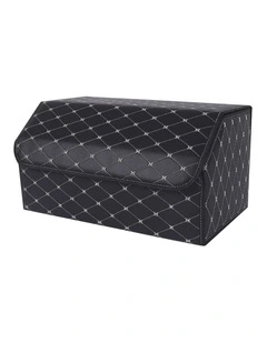 SOGA Large Foldable Car Boot Storage Organiser Black Gold Stitch