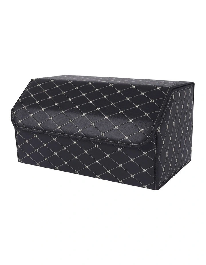 SOGA Large Foldable Car Boot Storage Organiser Black Gold Stitch image 1