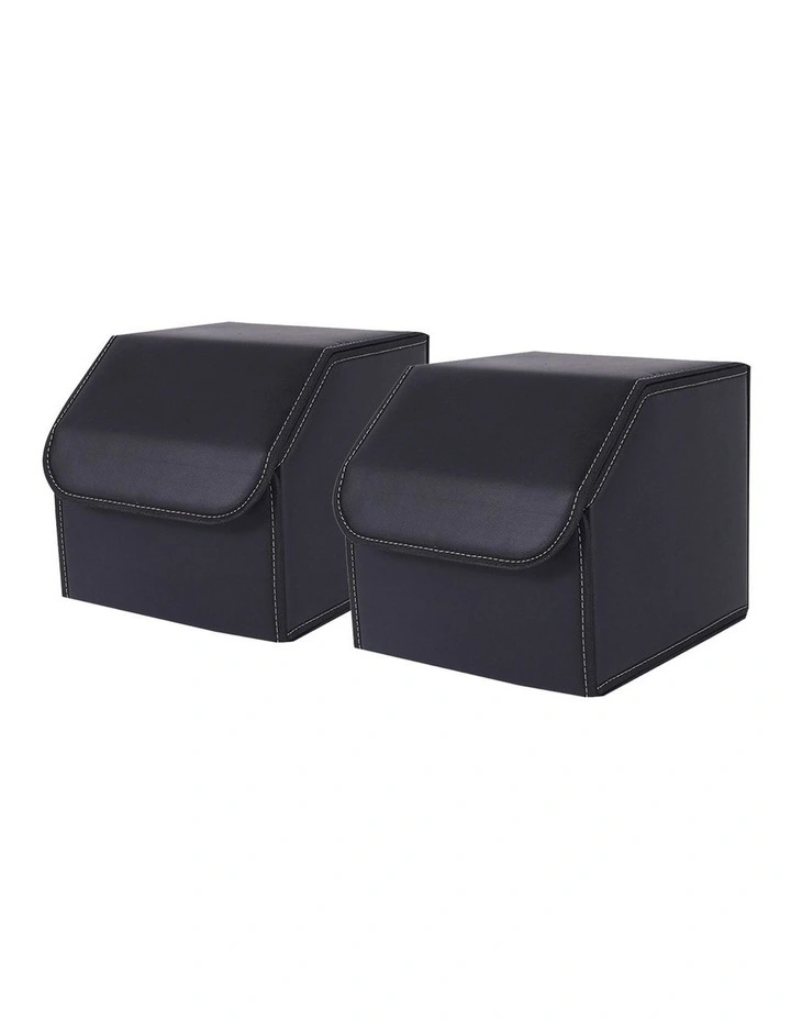 SOGA 2X Small Foldable Car Boot Storage Organisers Black image 1