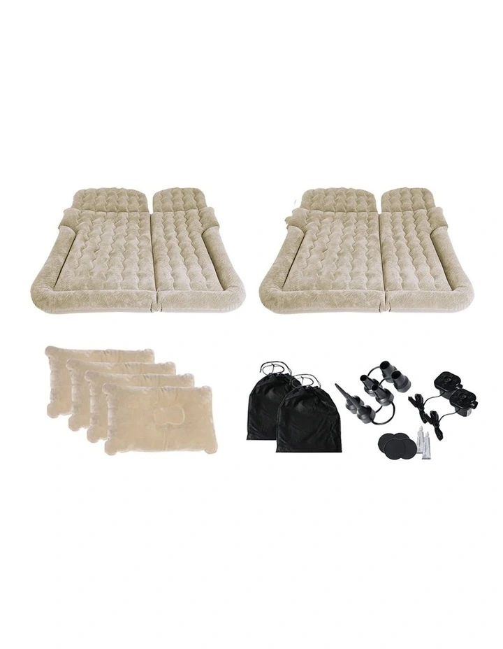 SOGA Inflatable Car Boot Mattress Beige 2 Pack image 1