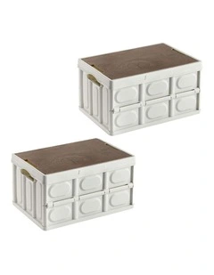 SOGA 2X 18L Foldable Storage Crates White Stackable Camping Boxes