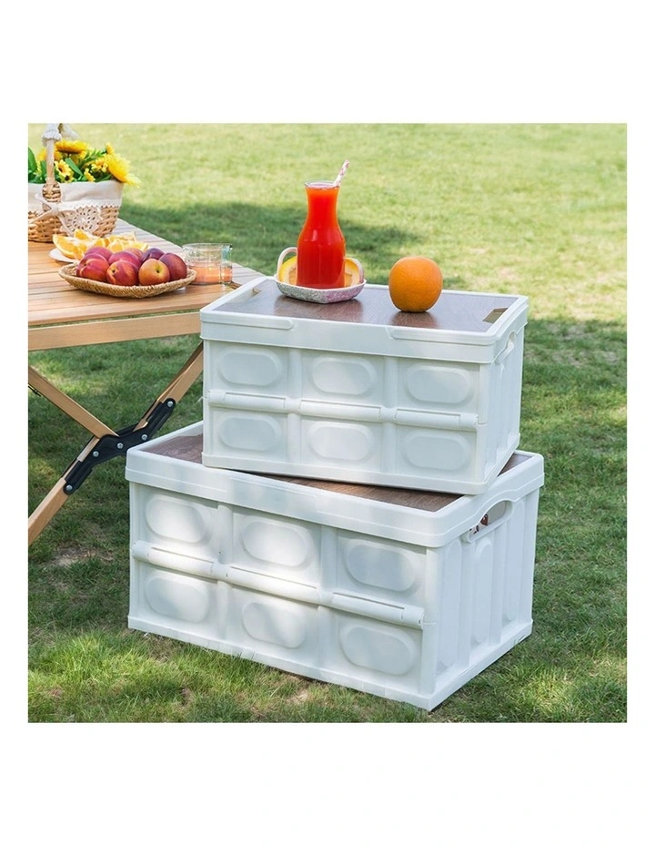 SOGA 2X 18L Foldable Storage Crates White Stackable Camping Boxes image 2