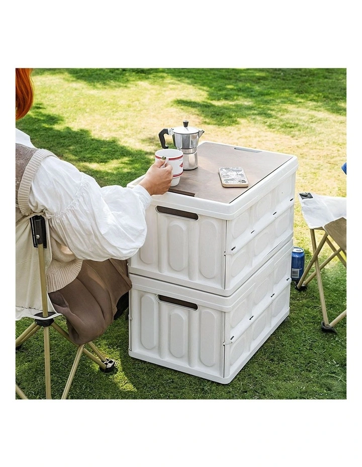 SOGA 2X 18L Foldable Storage Crates White Stackable Camping Boxes image 3