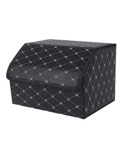 SOGA Medium Foldable Car Boot Storage Organiser Black Gold Stitch