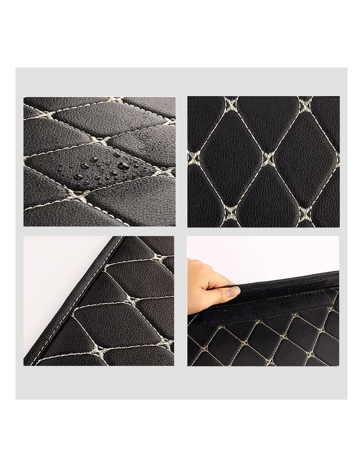 SOGA Medium Foldable Car Boot Storage Organiser Black Gold Stitch image 7