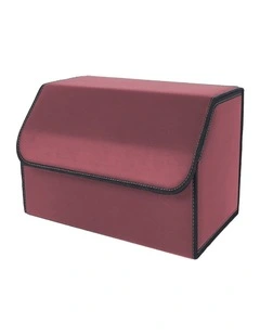 SOGA Medium Foldable Leather Car Boot Trunk Storage Organizer Box Red