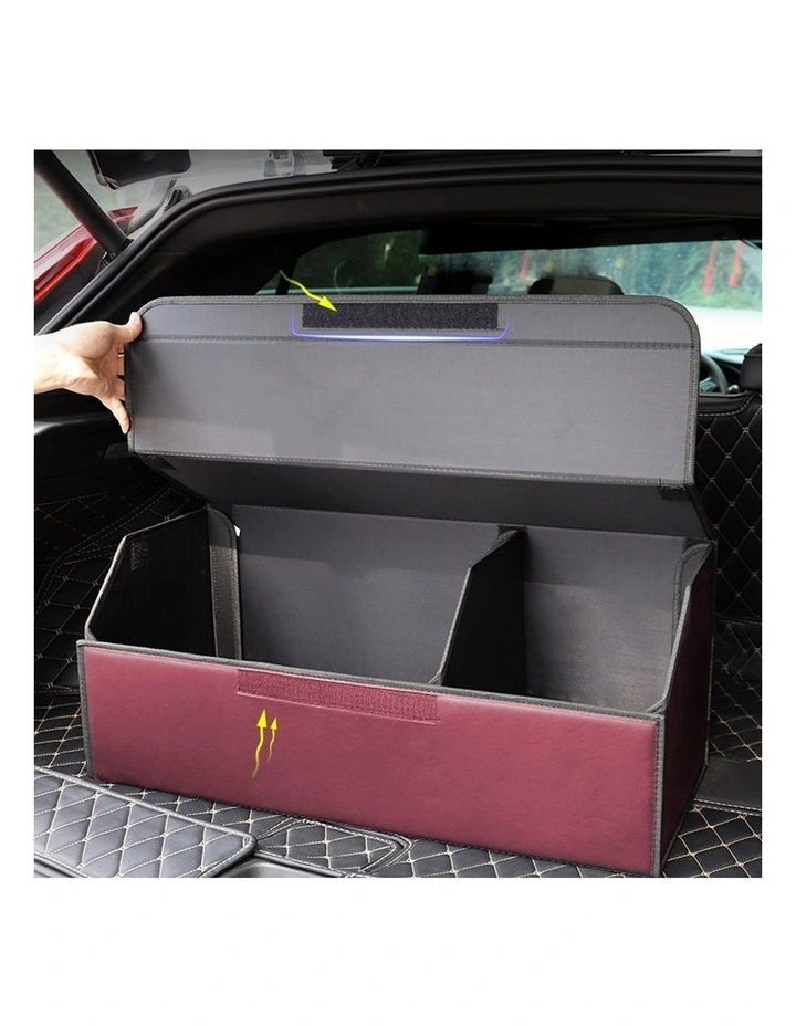 SOGA Medium Foldable Leather Car Boot Trunk Storage Organizer Box Red image 4