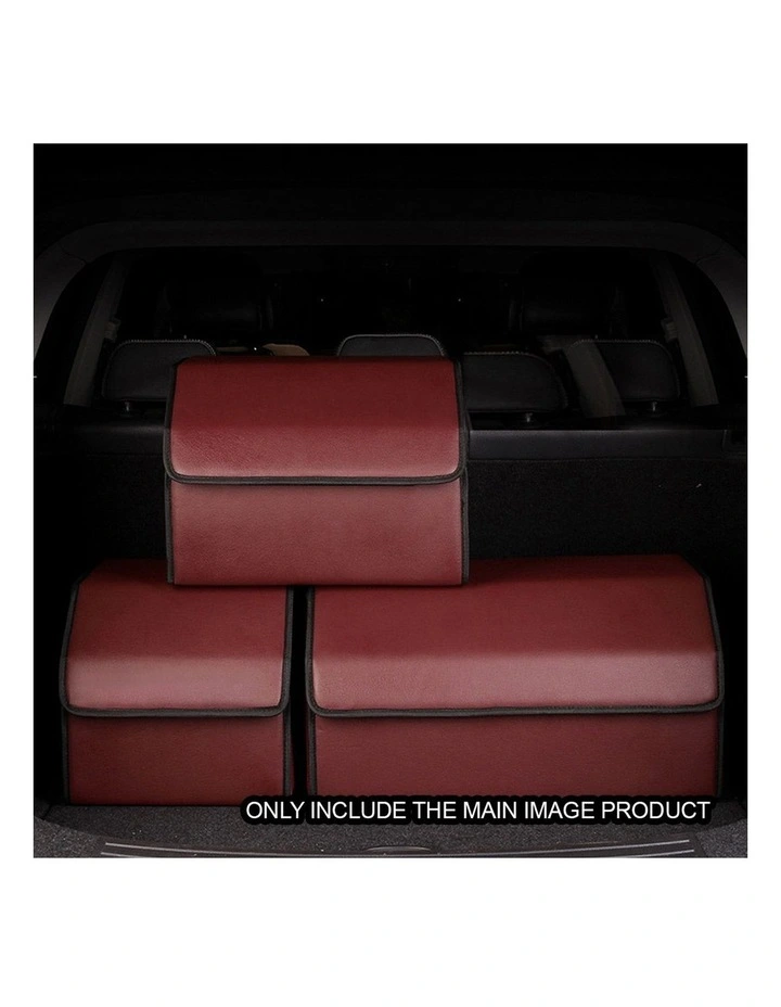 SOGA Medium Foldable Leather Car Boot Trunk Storage Organizer Box Red image 7