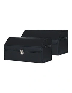 SOGA 2X Medium Foldable Car Boot Storage Organisers Black with Lock