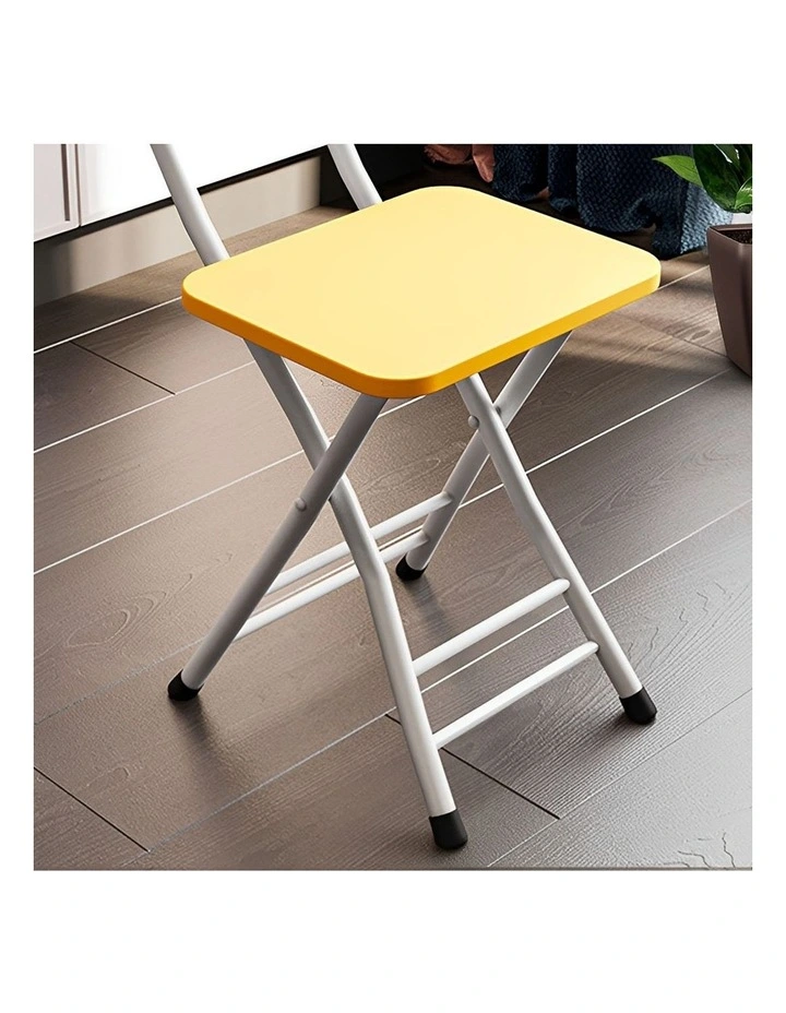 SOGA Foldable Chairs 2 Pack Yellow MDF with Aluminium Legs image 4