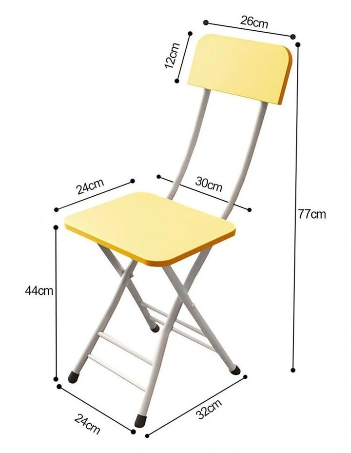 SOGA Foldable Chairs 2 Pack Yellow MDF with Aluminium Legs image 7