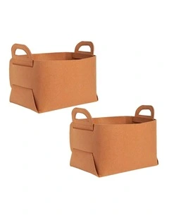 SOGA 2X Small Coffee Felt Storage Bag Foldable Organiser with Carry Handles