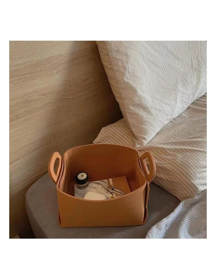 SOGA 2X Small Coffee Felt Storage Bag Foldable Organiser with Carry Handles image 6