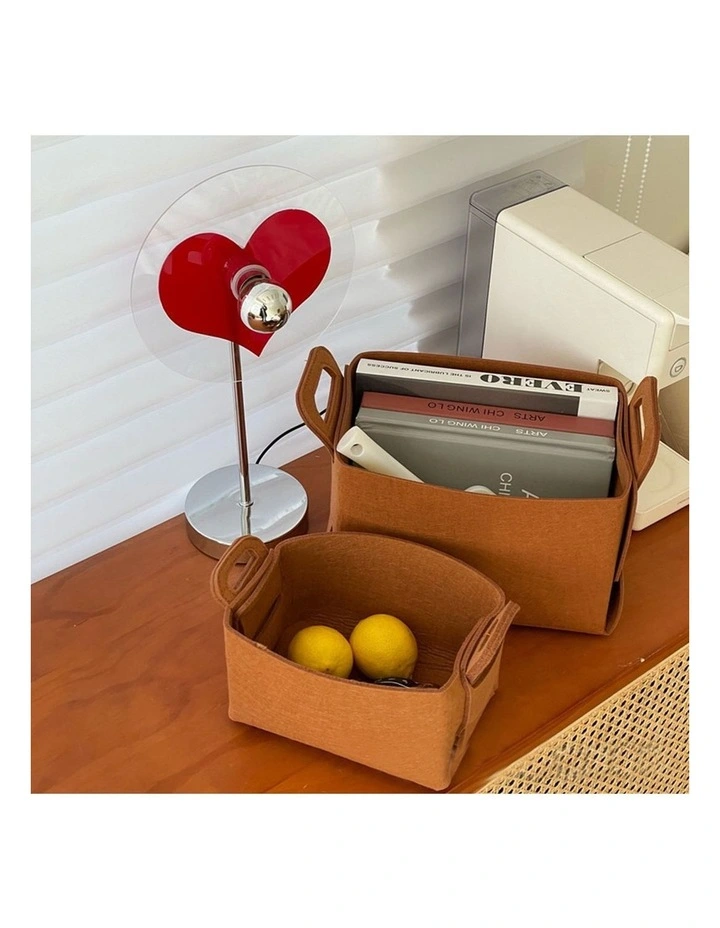 SOGA 2X Small Coffee Felt Storage Bag Foldable Organiser with Carry Handles image 7