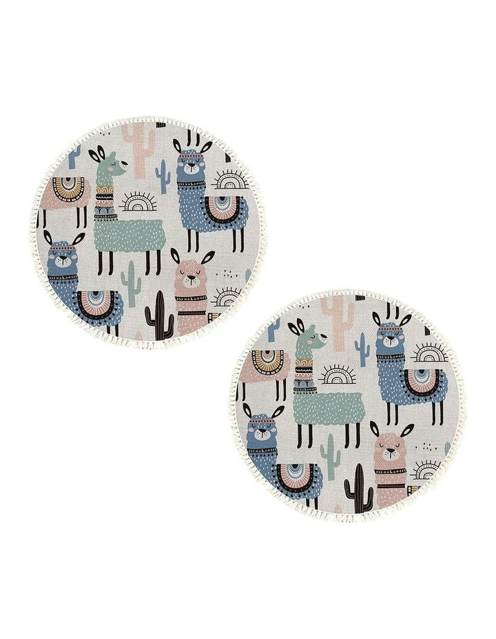SOGA 2X 120cm Alpaca Cactus Round Non-Slip Area Rug image 1
