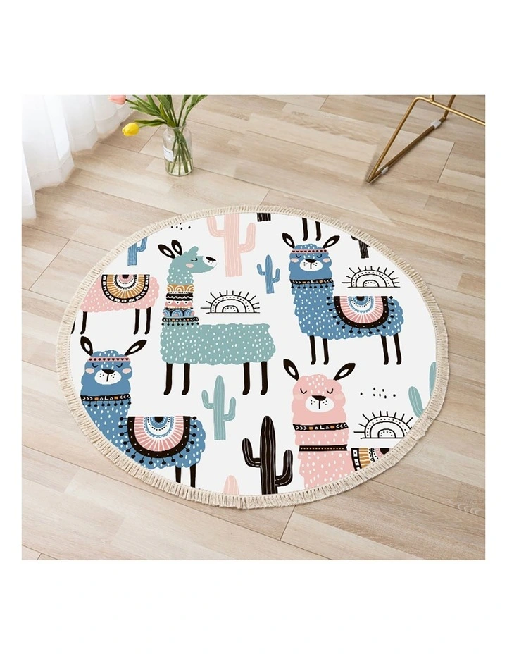 SOGA 2X 120cm Alpaca Cactus Round Non-Slip Area Rug image 3