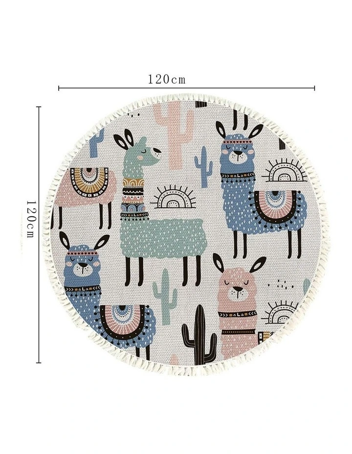 SOGA 2X 120cm Alpaca Cactus Round Non-Slip Area Rug image 6