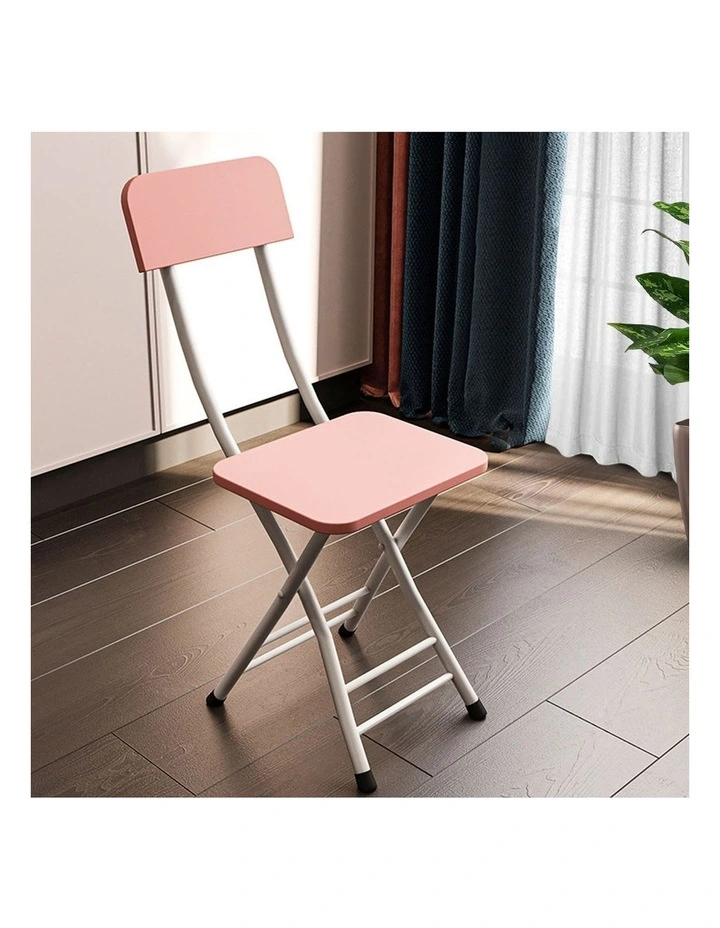 SOGA Foldable Chairs 2 Pack Pink MDF with Aluminium Legs image 2