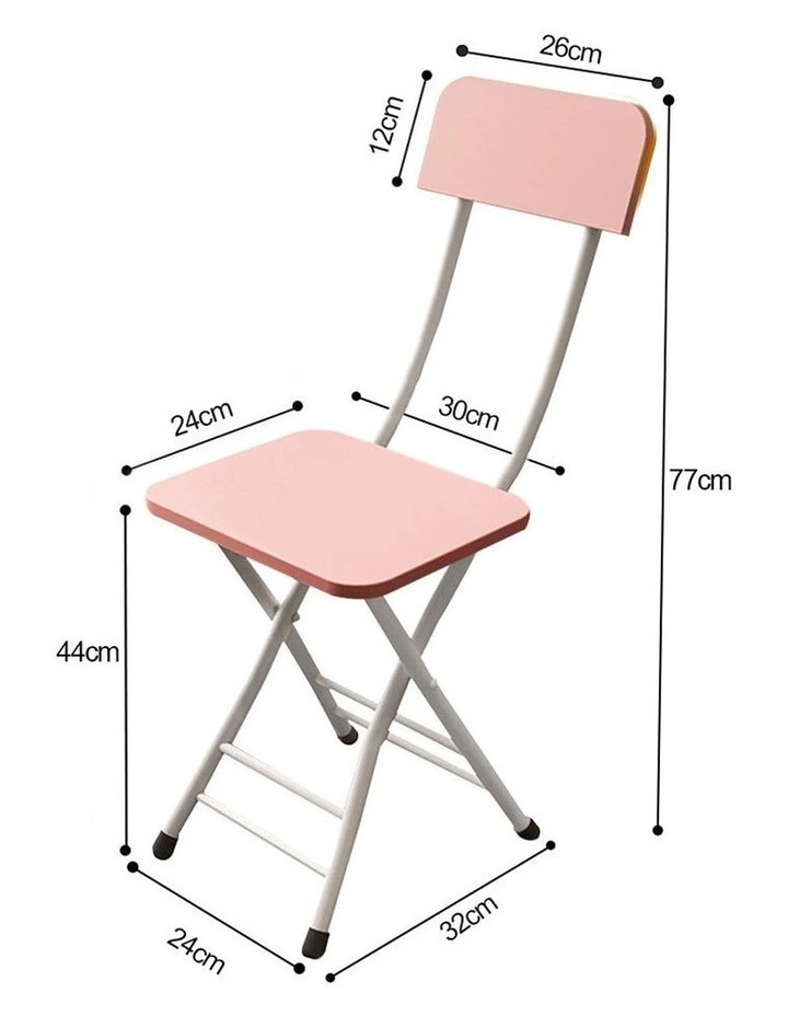 SOGA Foldable Chairs 2 Pack Pink MDF with Aluminium Legs image 3