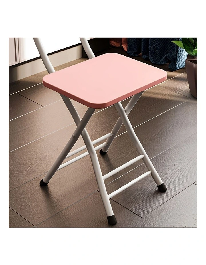 SOGA Foldable Chairs 2 Pack Pink MDF with Aluminium Legs image 4