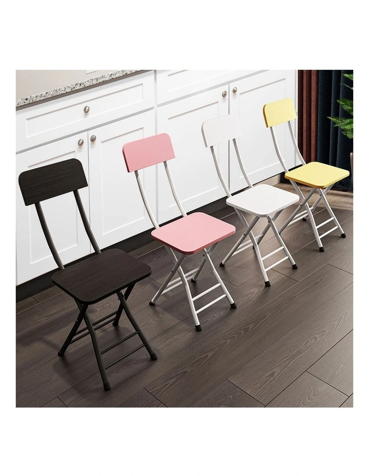 SOGA Foldable Chairs 2 Pack Pink MDF with Aluminium Legs image 6