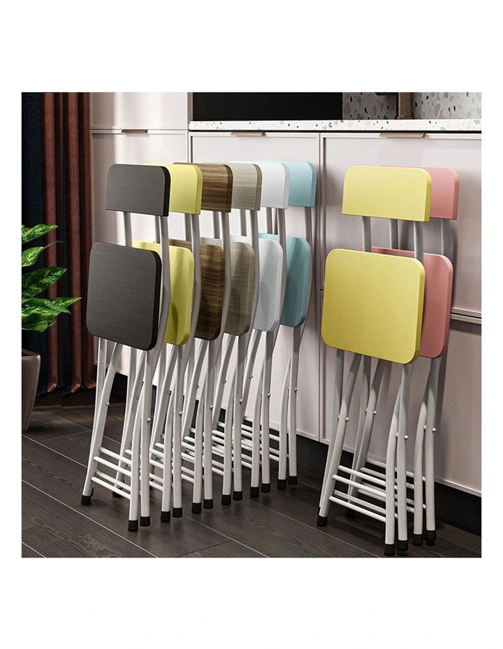 SOGA Foldable Chairs 2 Pack Pink MDF with Aluminium Legs image 7