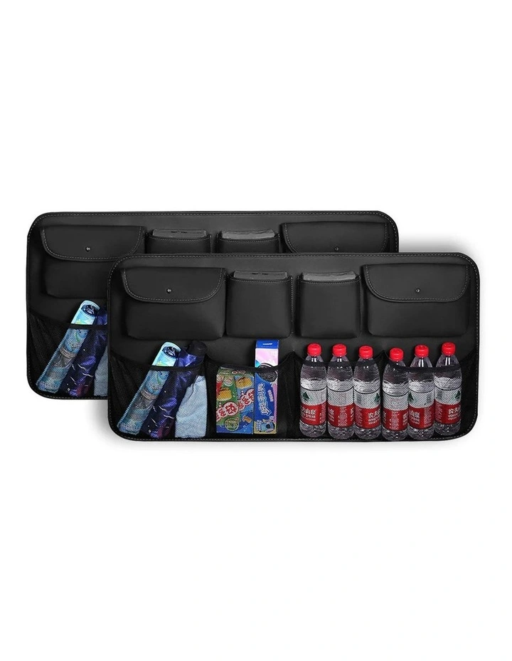 SOGA Leather Car Rear Seat Organiser Black 2 Pack image 1
