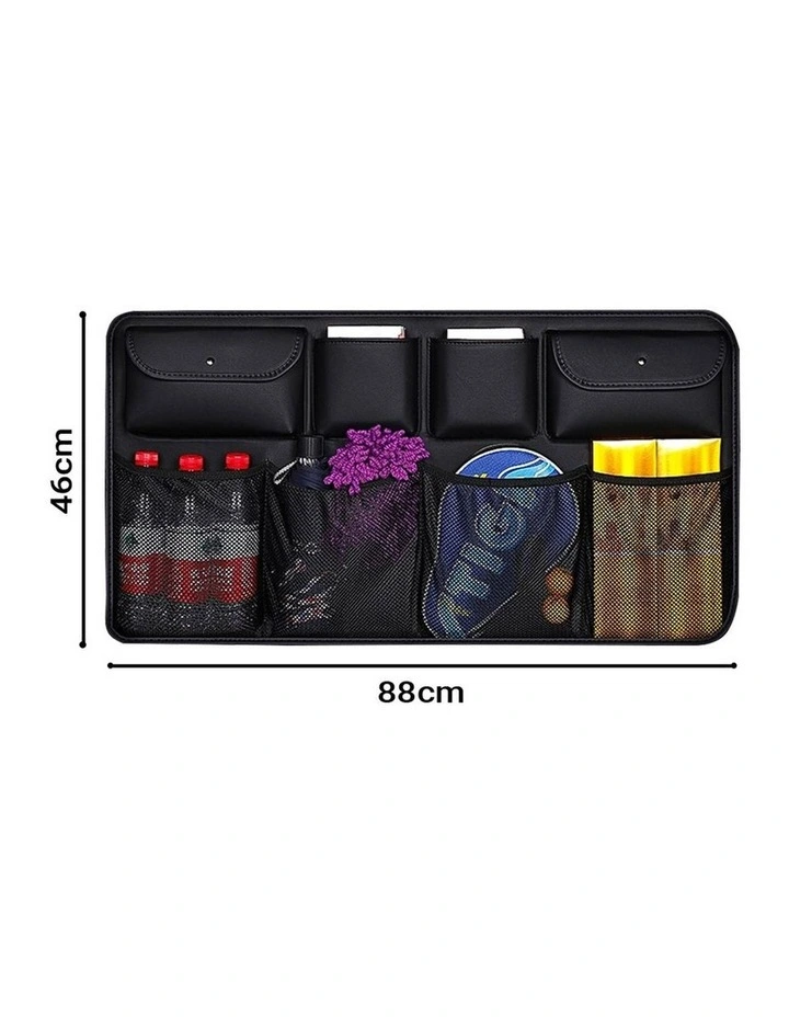 SOGA Leather Car Rear Seat Organiser Black 2 Pack image 2