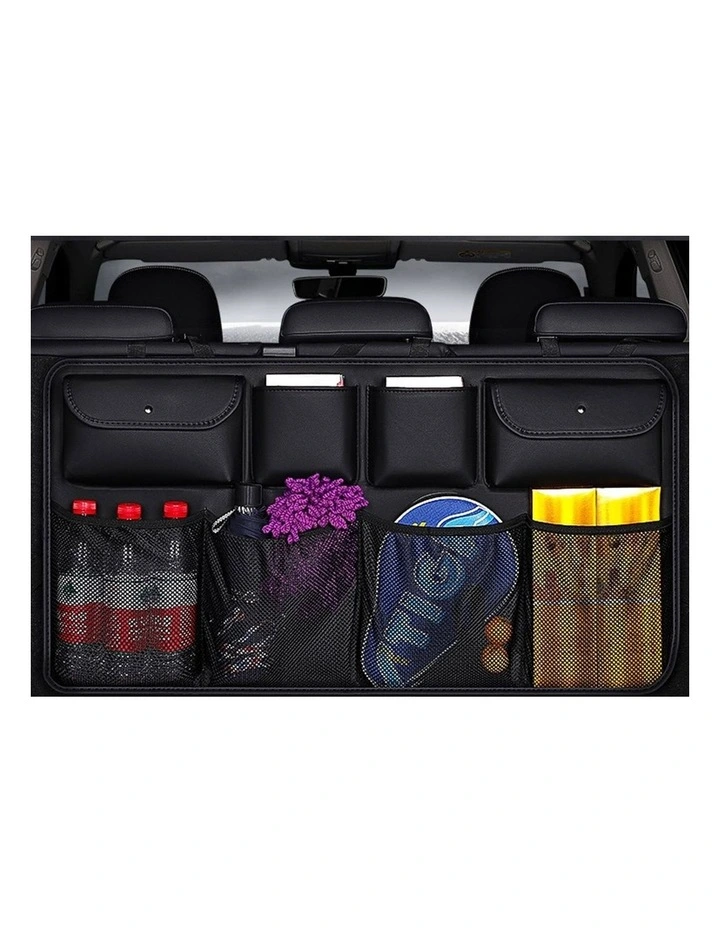 SOGA Leather Car Rear Seat Organiser Black 2 Pack image 3
