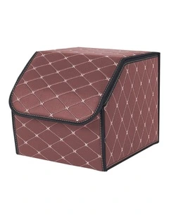 SOGA Small Foldable Leather Car Boot Trunk Storage Organizer Box Coffee