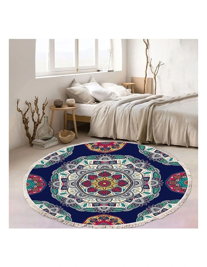 SOGA 90cm Bohemian Geometric Round Non-Slip Area Rug image 2