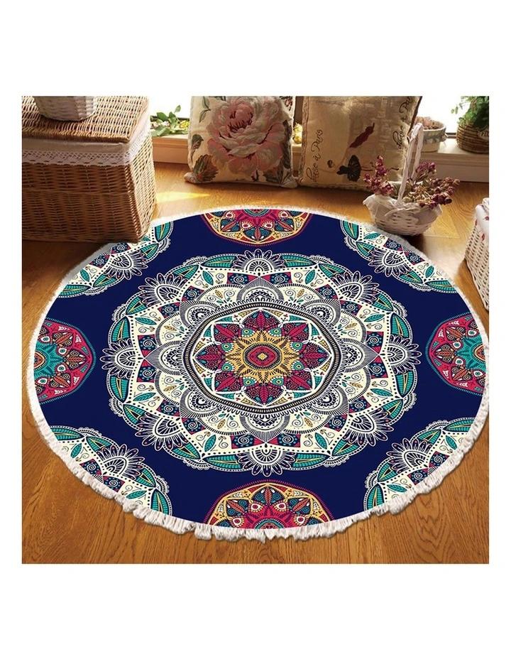 SOGA 90cm Bohemian Geometric Round Non-Slip Area Rug image 3