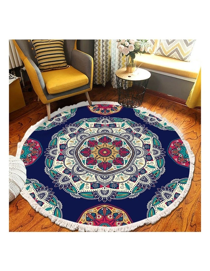 SOGA 90cm Bohemian Geometric Round Non-Slip Area Rug image 5