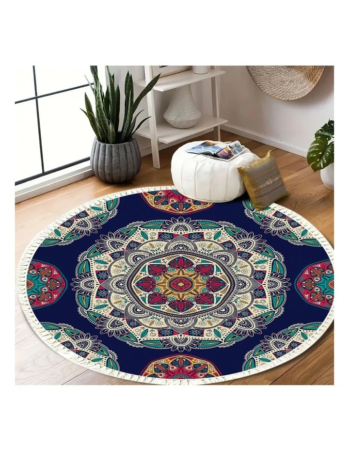 SOGA 90cm Bohemian Geometric Round Non-Slip Area Rug image 7