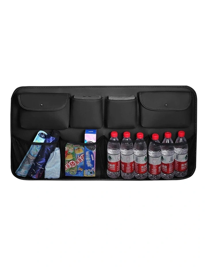 SOGA Leather Car Rear Seat Organiser Black image 1