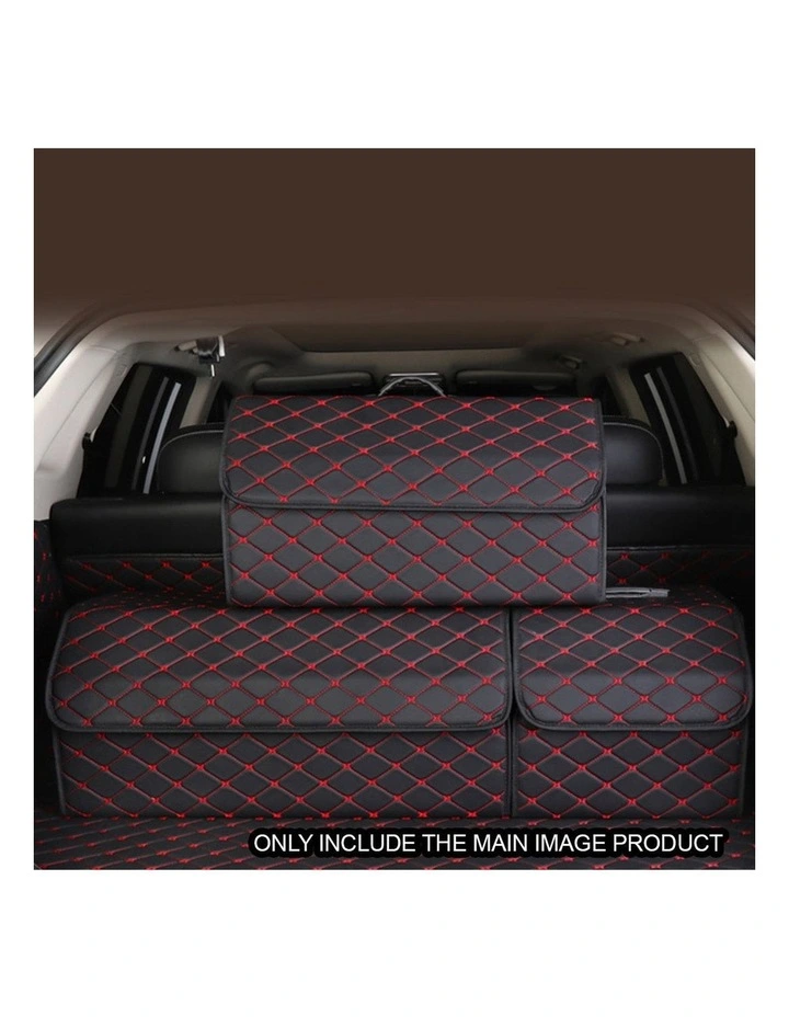 SOGA Large Foldable Car Boot Storage Organiser Black Red Stitch image 7