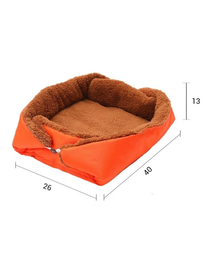 SOGA 2X Orange Plush Cat & Dog Bed Cushion Nest image 4
